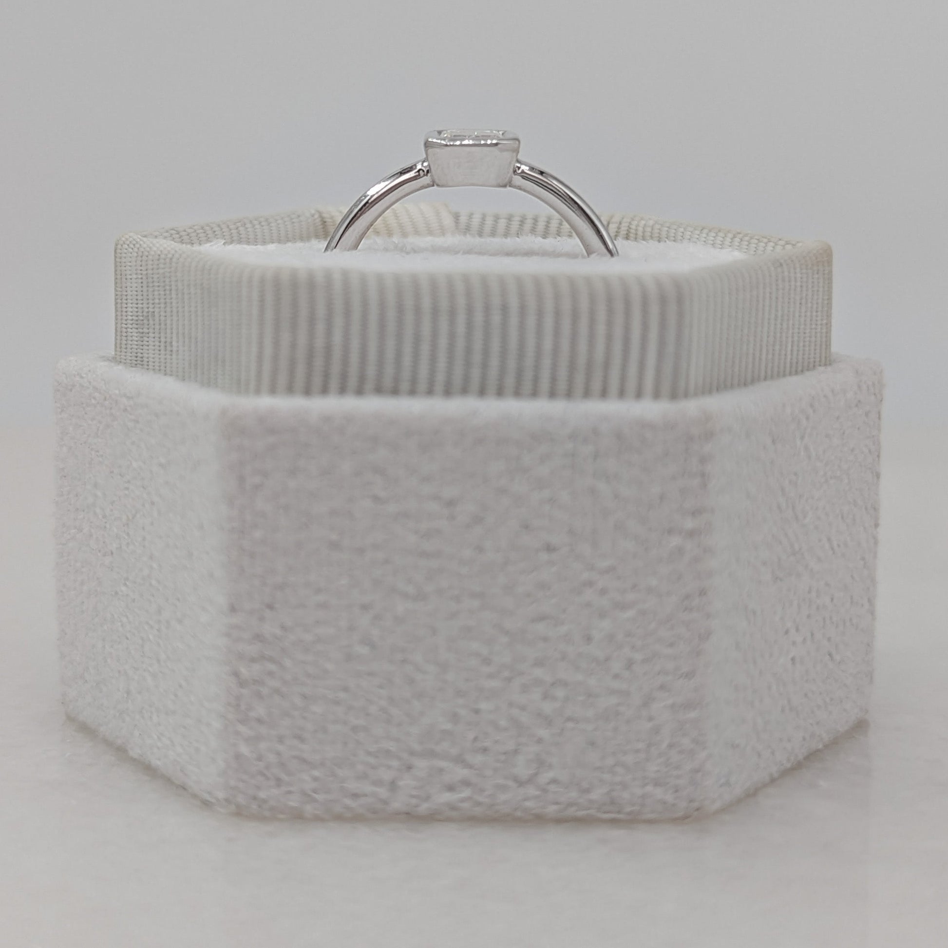 Emerald Bezel Solitaire Lab Grown Diamond Engagement Ring