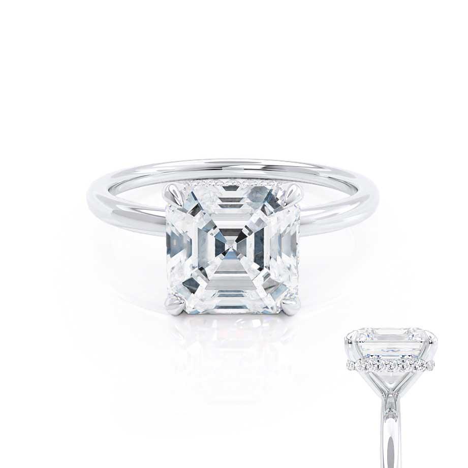 2.21 CT Asscher Shaped Moissanite Hidden Halo Engagement Ring 5