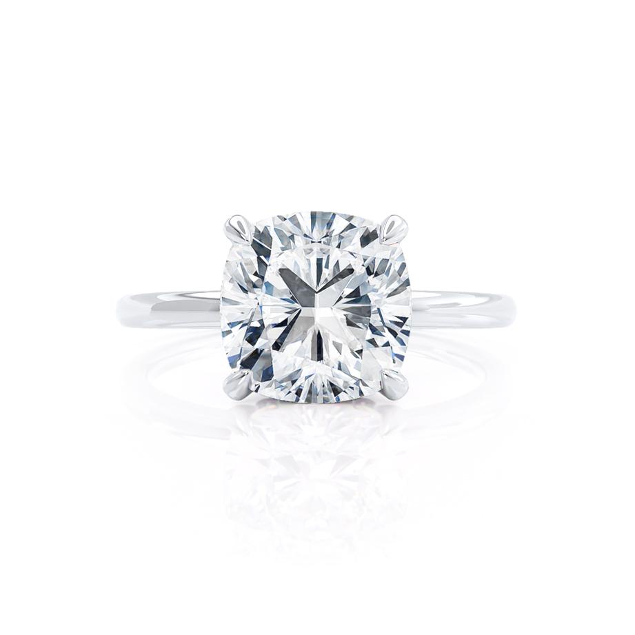 1.30 CT Cushion Shaped Moissanite Hidden Halo Engagement Ring 2