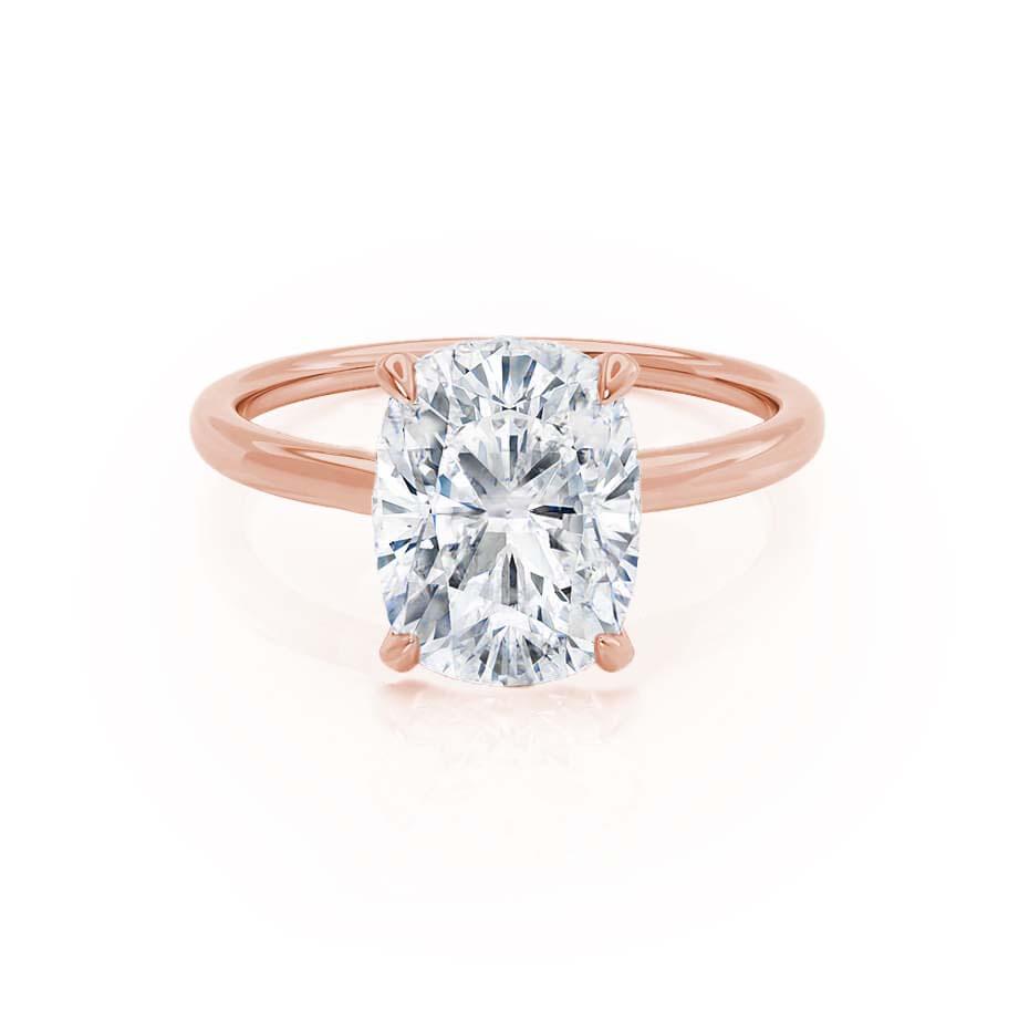 Elongated Cushion Hidden Halo Lab Grown Diamond Engagement Ring