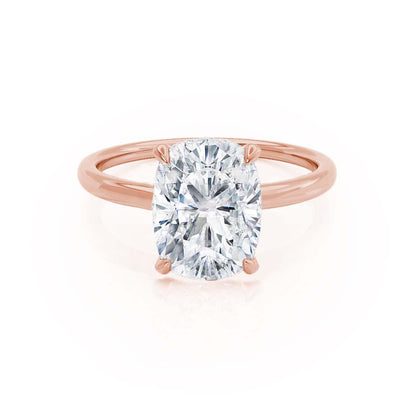 Elongated Cushion Hidden Halo Lab Grown Diamond Engagement Ring