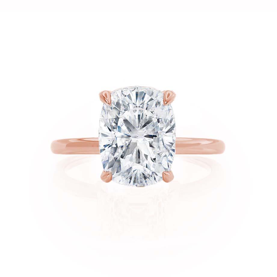 Elongated Cushion Hidden Halo Lab Grown Diamond Engagement Ring