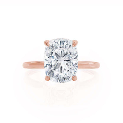 Elongated Cushion Hidden Halo Lab Grown Diamond Engagement Ring