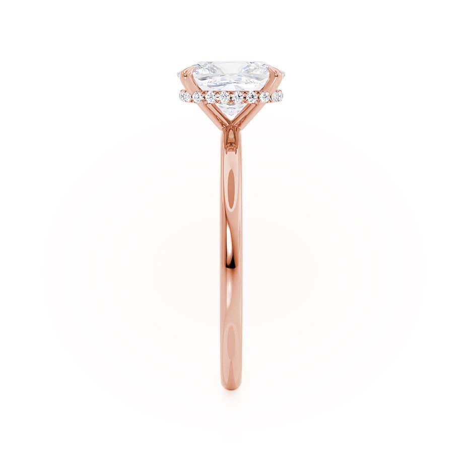 Elongated Cushion Hidden Halo Lab Grown Diamond Engagement Ring