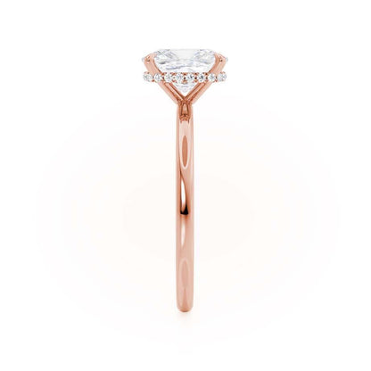 Elongated Cushion Hidden Halo Lab Grown Diamond Engagement Ring