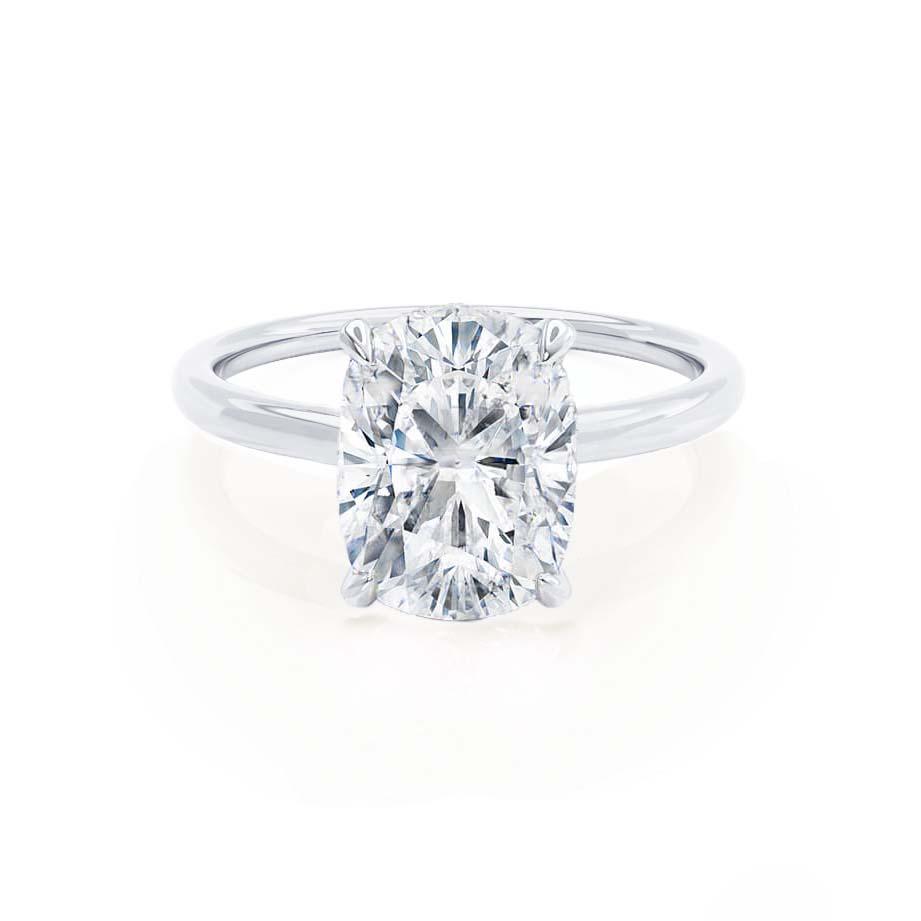 Elongated Cushion Hidden Halo Lab Grown Diamond Engagement Ring