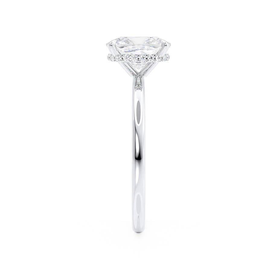 Elongated Cushion Hidden Halo Lab Grown Diamond Engagement Ring
