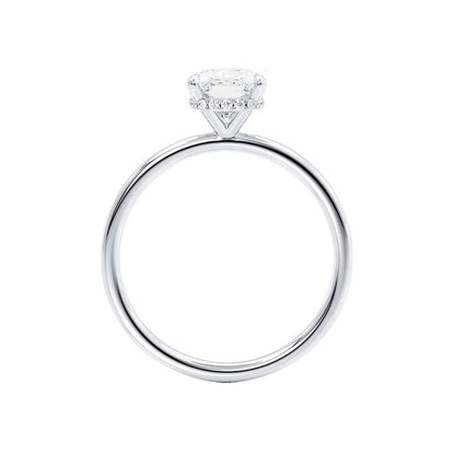 Elongated Cushion Hidden Halo Lab Grown Diamond Engagement Ring