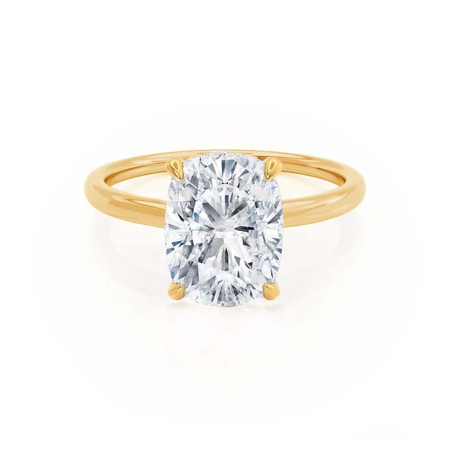 Elongated Cushion Hidden Halo Lab Grown Diamond Engagement Ring