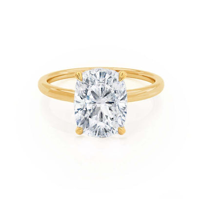 Elongated Cushion Hidden Halo Lab Grown Diamond Engagement Ring