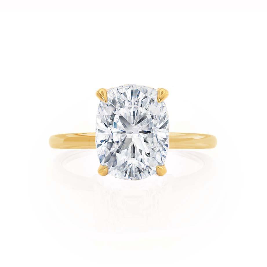 Elongated Cushion Hidden Halo Lab Grown Diamond Engagement Ring