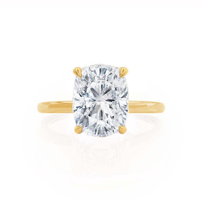 Elongated Cushion Hidden Halo Lab Grown Diamond Engagement Ring