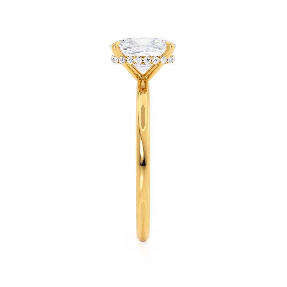 Elongated Cushion Hidden Halo Lab Grown Diamond Engagement Ring
