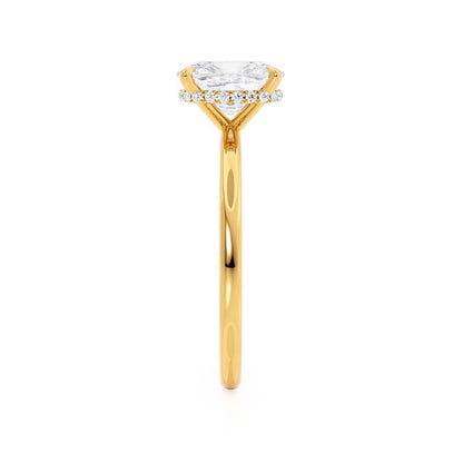 Elongated Cushion Hidden Halo Lab Grown Diamond Engagement Ring
