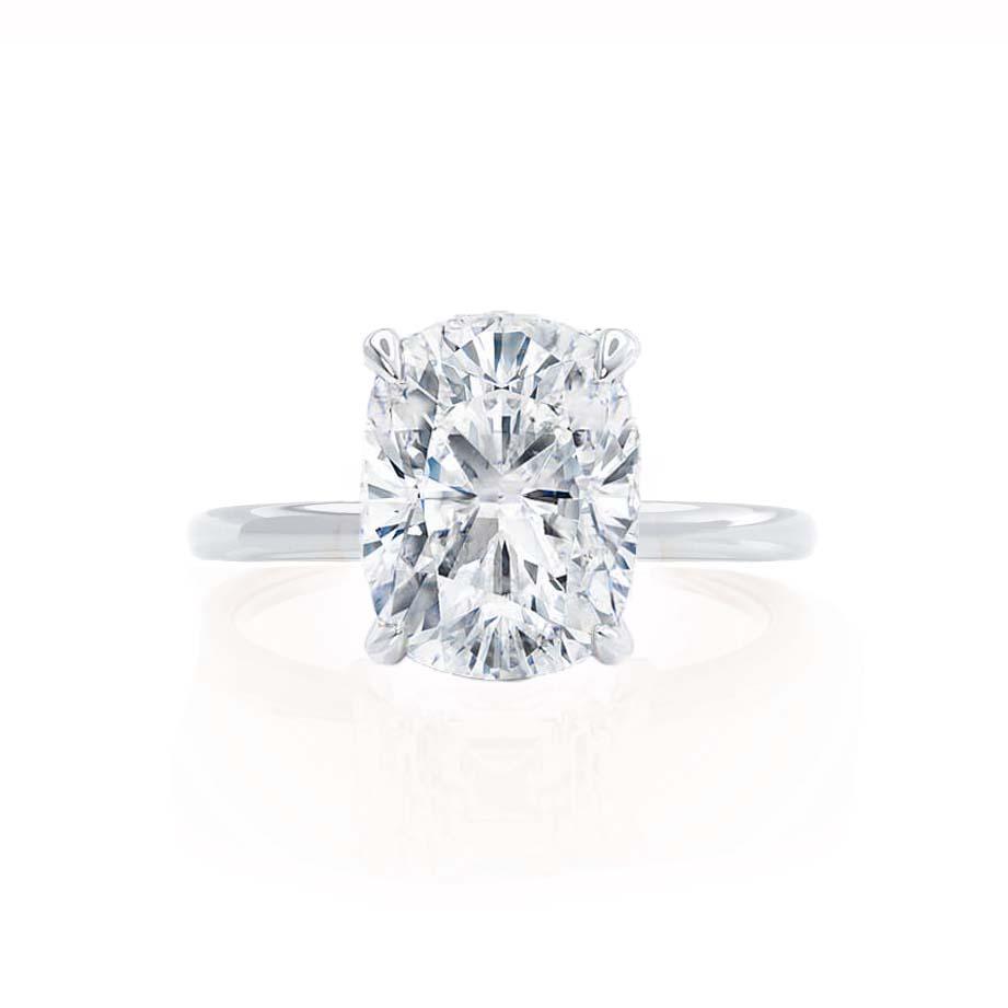 Elongated Cushion Hidden Halo Lab Grown Diamond Engagement Ring