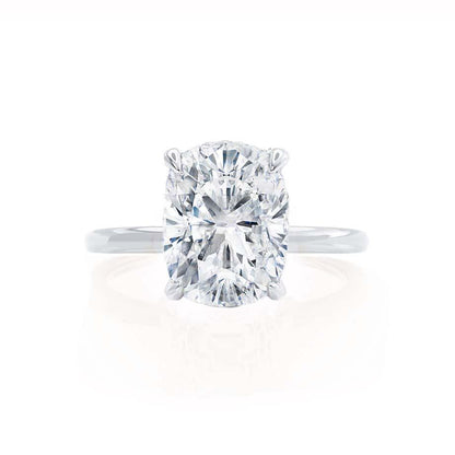 Elongated Cushion Hidden Halo Lab Grown Diamond Engagement Ring