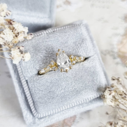 Pear Cluster Lab Grown Diamond Engagement Ring