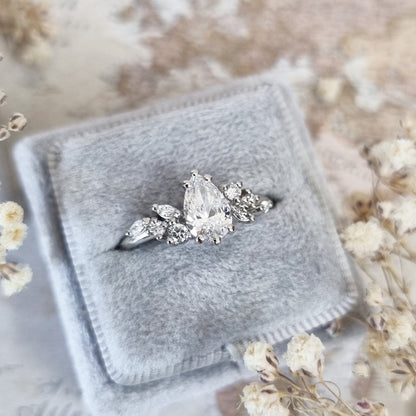 Pear Cluster Lab Grown Diamond Engagement Ring