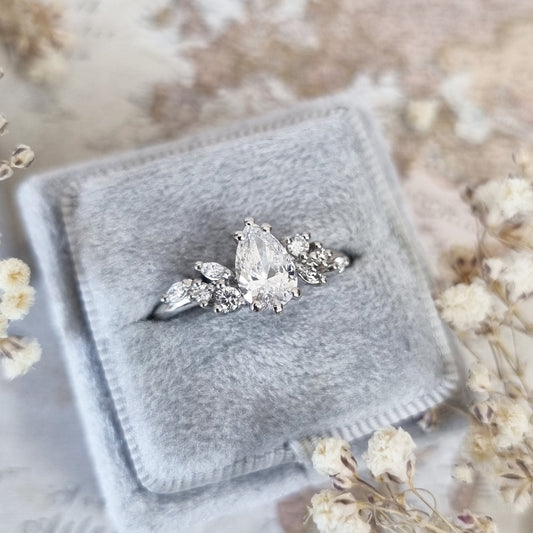 Pear Cluster Lab Grown Diamond Engagement Ring
