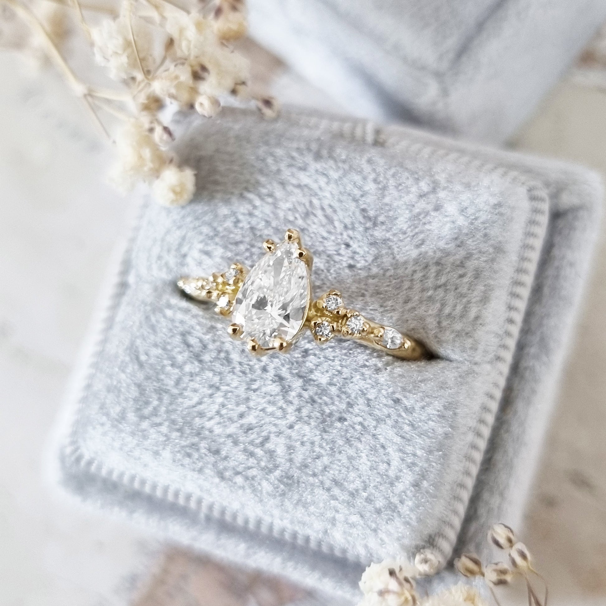 Pear Cluster Lab Grown Diamond Engagement Ring