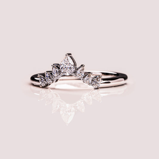 0.34 TCW Pear Curved Lab Grown Diamond Wedding Band