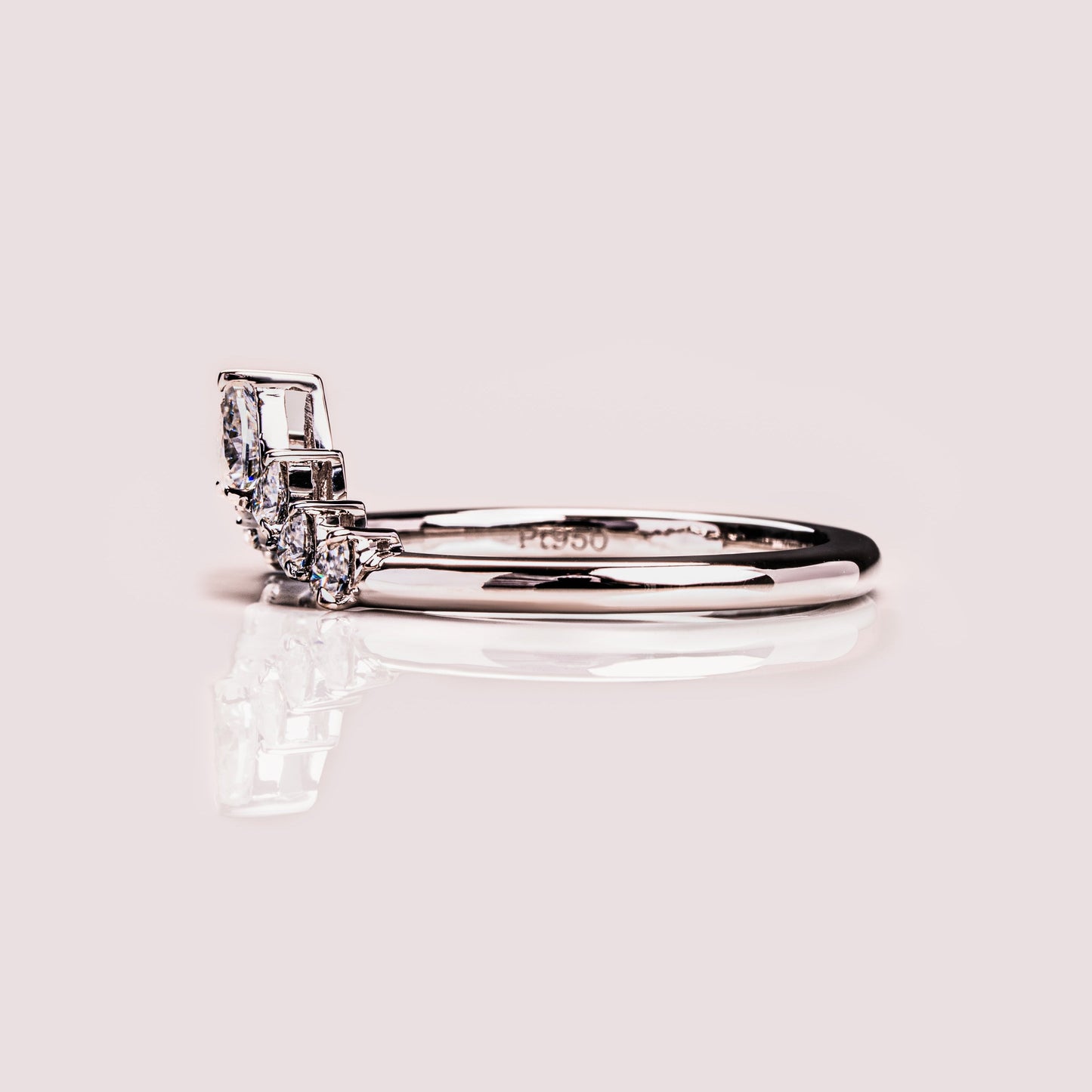 0.34 TCW Pear Curved Lab Grown Diamond Wedding Band