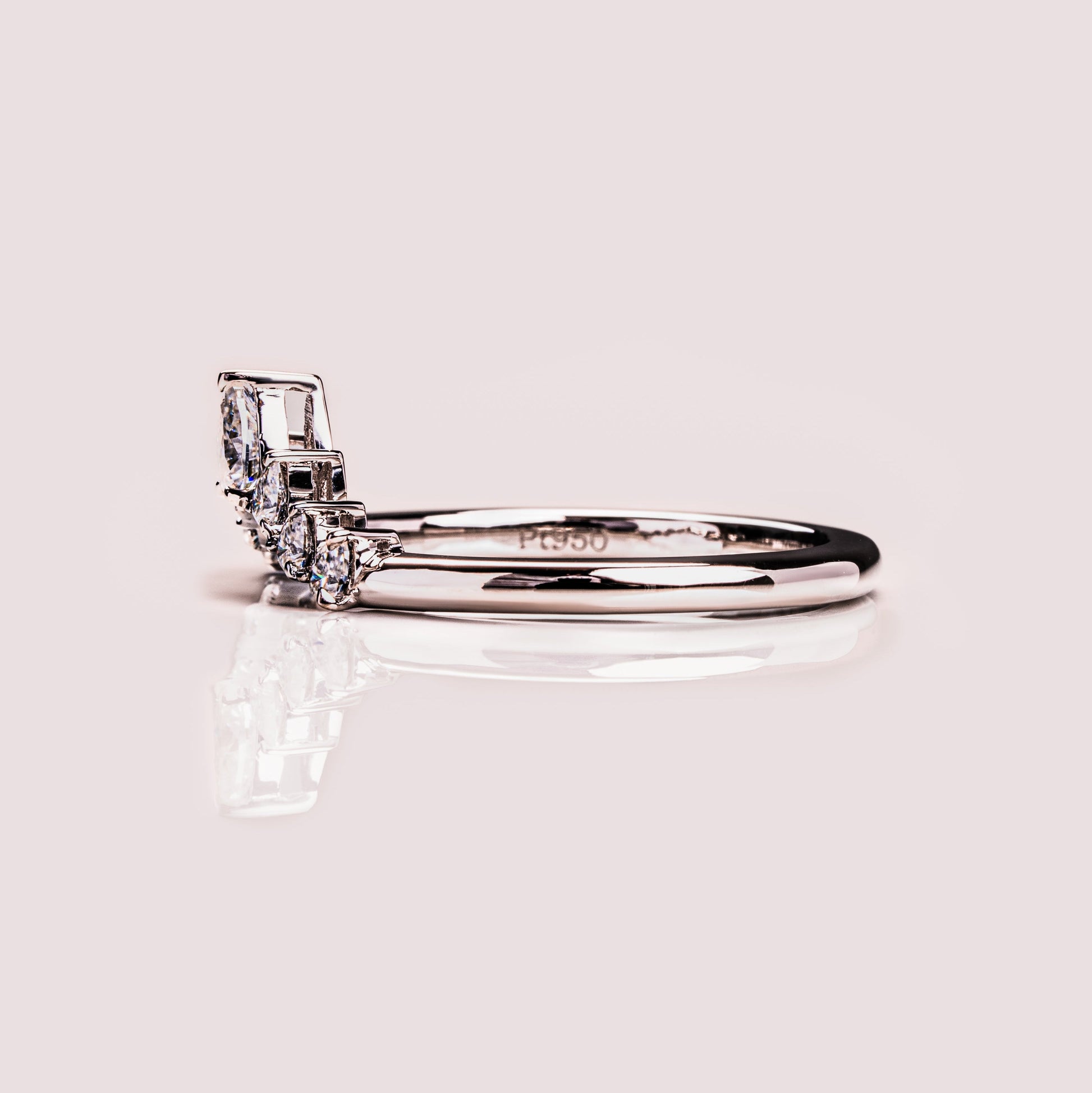 0.34 TCW Pear Curved Lab Grown Diamond Wedding Band