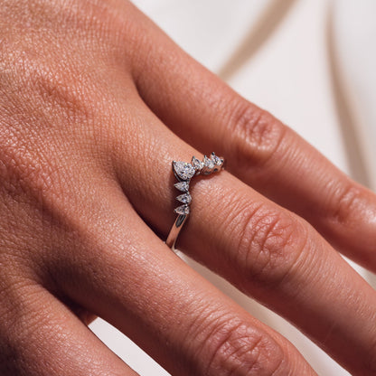 0.34 TCW Pear Curved Lab Grown Diamond Wedding Band