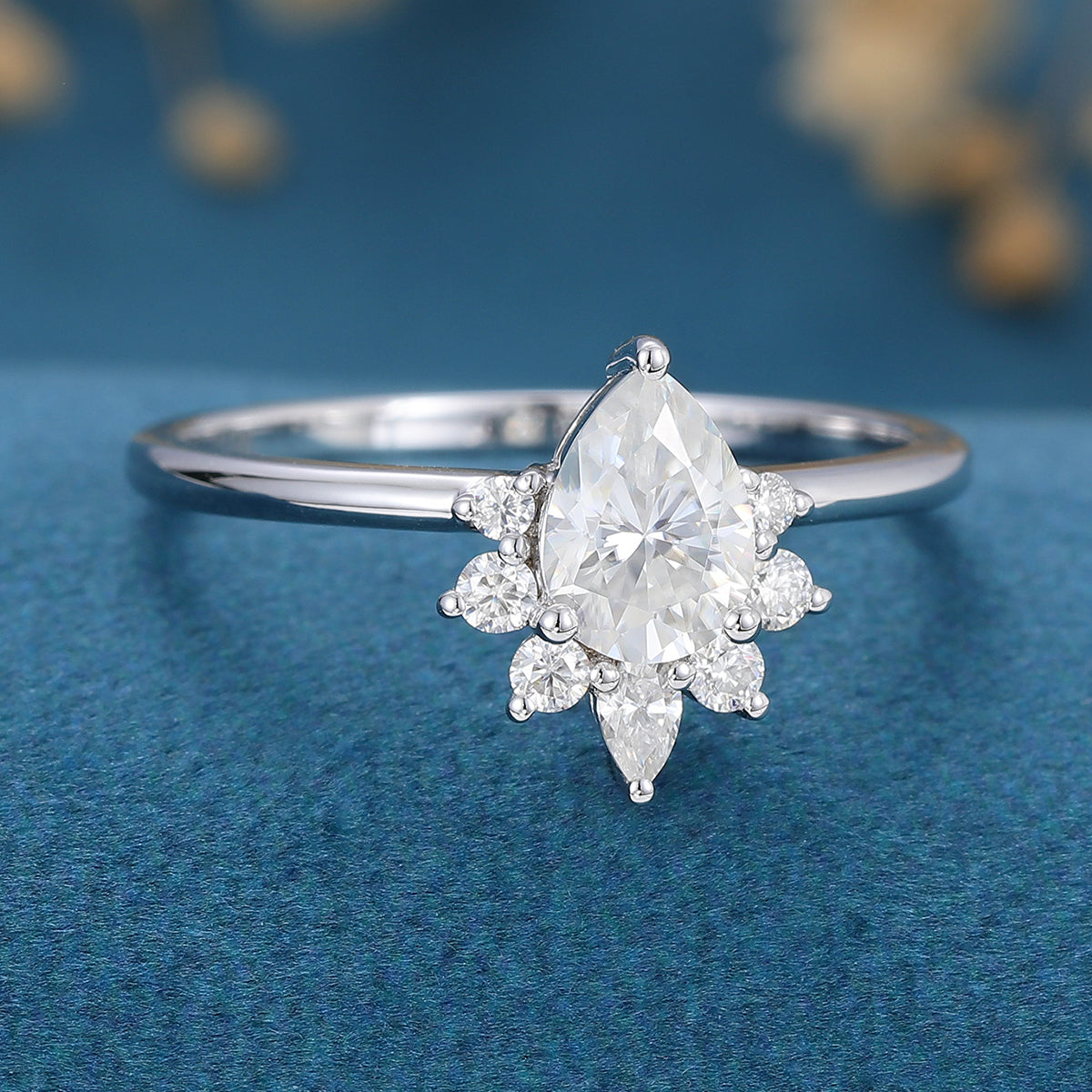 Pear Cluster Lab Grown Diamond Engagement Ring