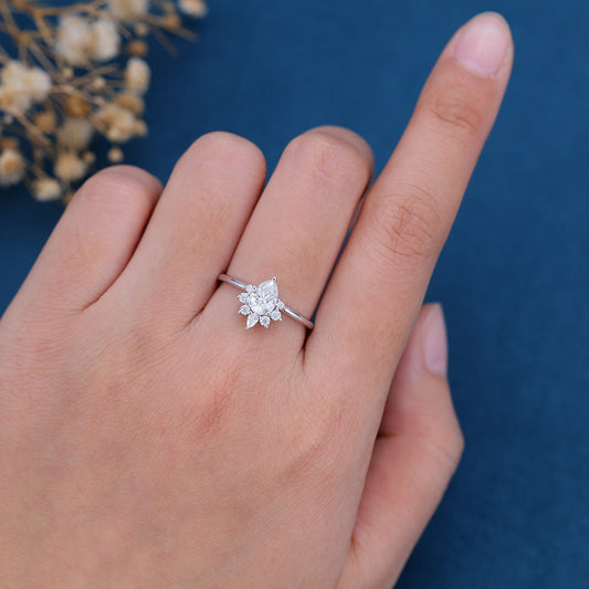 Pear Cluster Lab Grown Diamond Engagement Ring