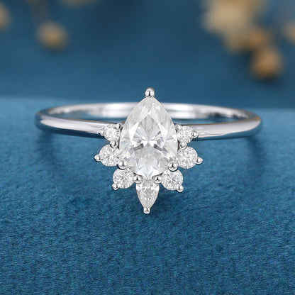 Pear Cluster Lab Grown Diamond Engagement Ring