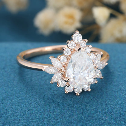 Pear Cluster Lab Grown Diamond Engagement Ring