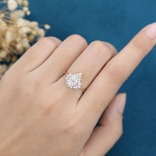 Pear Cluster Lab Grown Diamond Engagement Ring