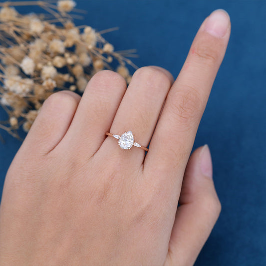Pear Three Stone Lab Grown Diamond Engagement Ring
