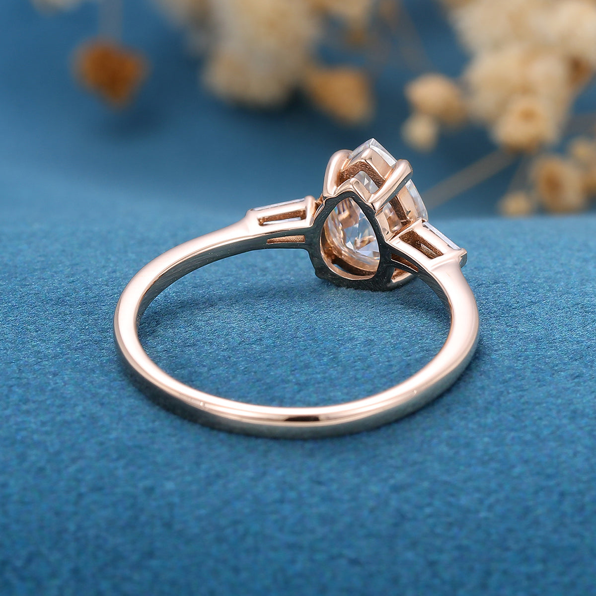 Pear Three Stone Lab Grown Diamond Engagement Ring