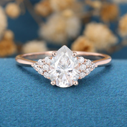 Pear Cluster Lab Grown Diamond Engagement Ring