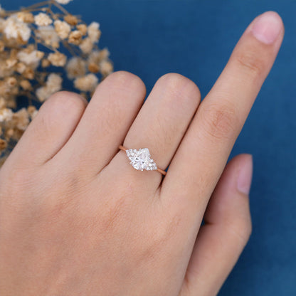 Pear Cluster Lab Grown Diamond Engagement Ring