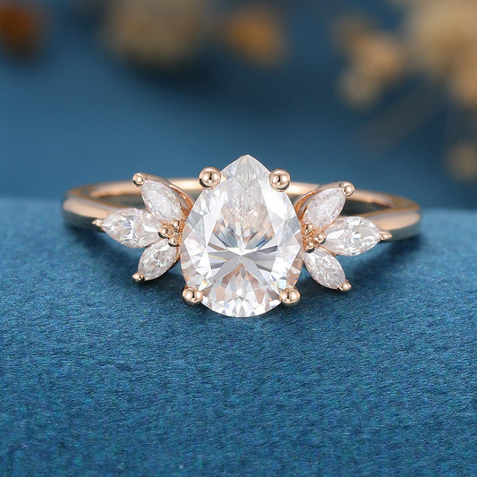 Pear Cluster Lab Grown Diamond Engagement Ring