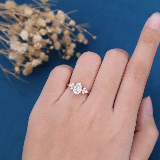 Pear Cluster Lab Grown Diamond Engagement Ring