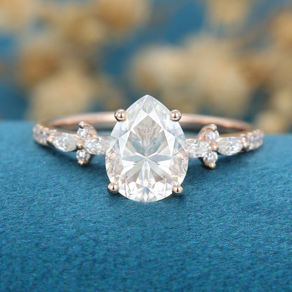 Pear Cluster Lab Grown Diamond Engagement Ring