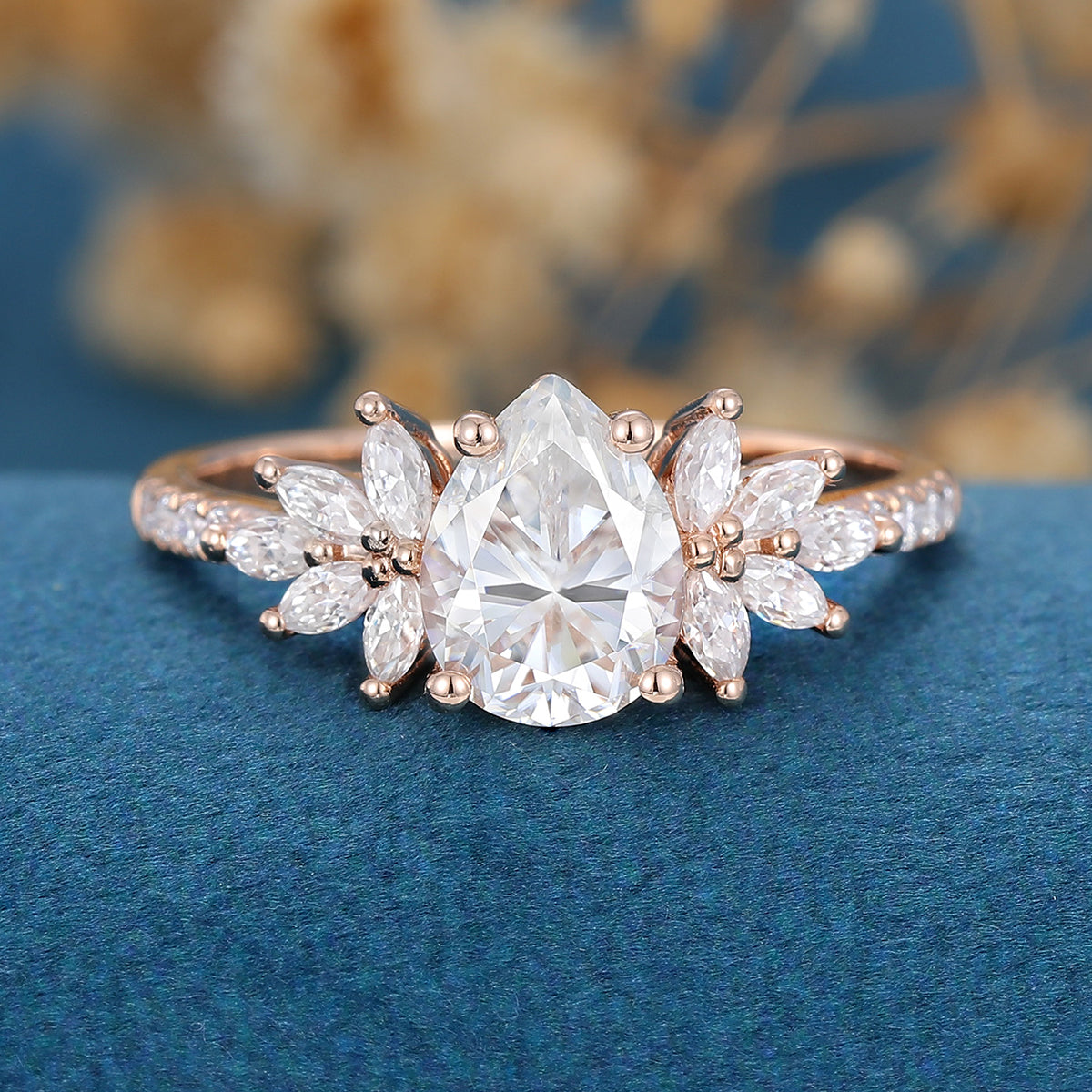 Pear Cluster Lab Grown Diamond Engagement Ring