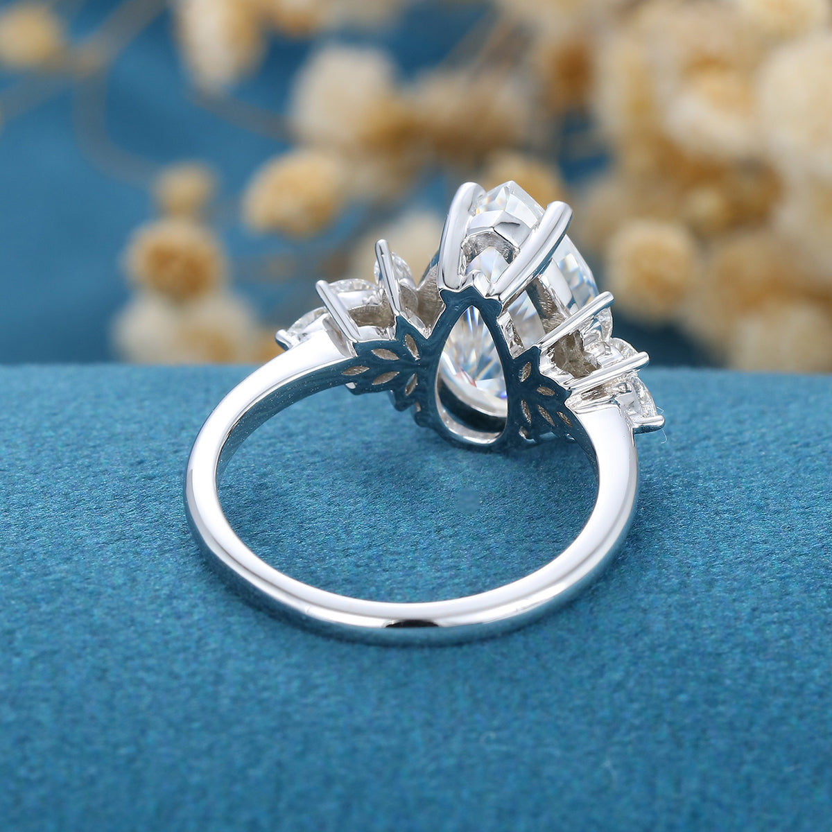 Pear Cluster Lab Grown Diamond Engagement Ring
