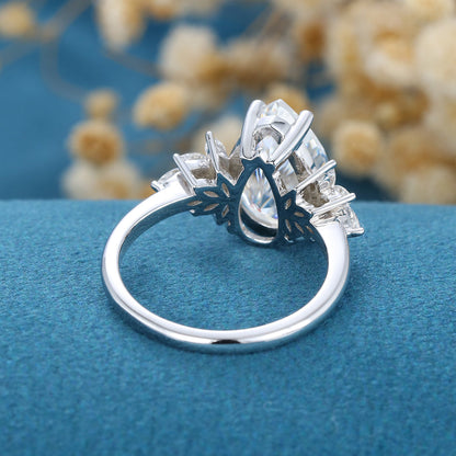 Pear Cluster Lab Grown Diamond Engagement Ring