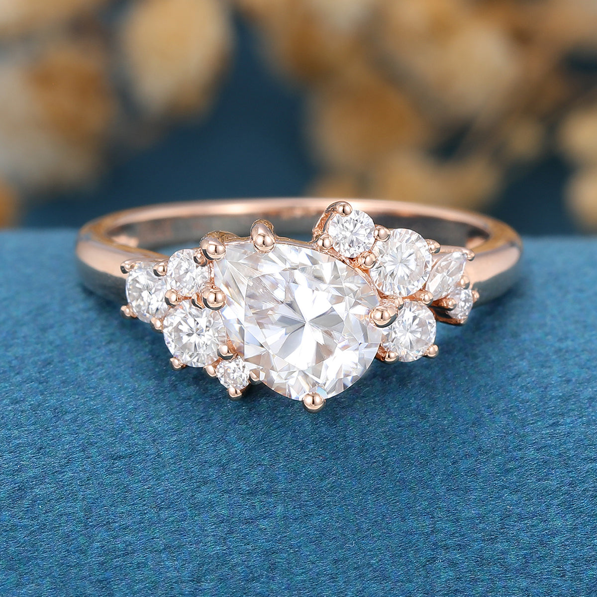 Pear Cluster Lab Grown Diamond Engagement Ring