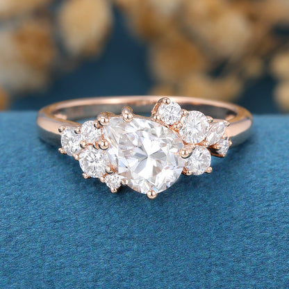 Pear Cluster Lab Grown Diamond Engagement Ring
