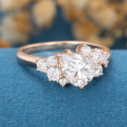 Pear Cluster Lab Grown Diamond Engagement Ring