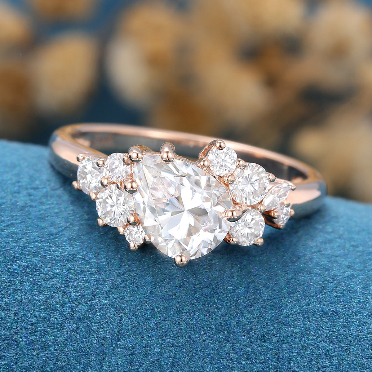 Pear Cluster Lab Grown Diamond Engagement Ring