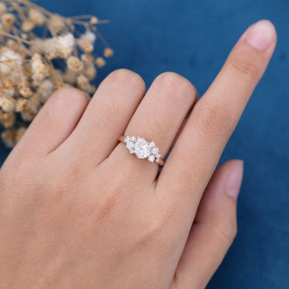 Pear Cluster Lab Grown Diamond Engagement Ring