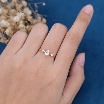 Pear Three Stone Lab Grown Diamond Engagement Ring