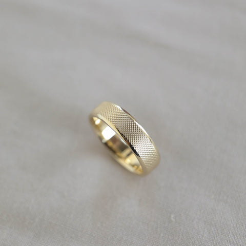 Classic Yellow Gold Textured Men's Band 7